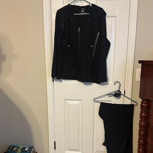 Chico's Black Hooded Jacket and Pants Set